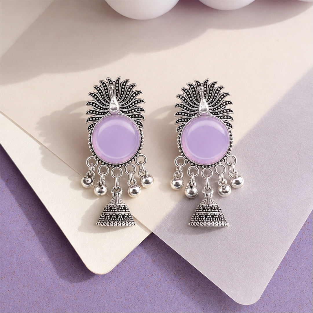 Peacock Halo Oxidised Earrings