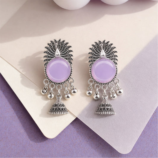 Peacock Halo Oxidised Earrings
