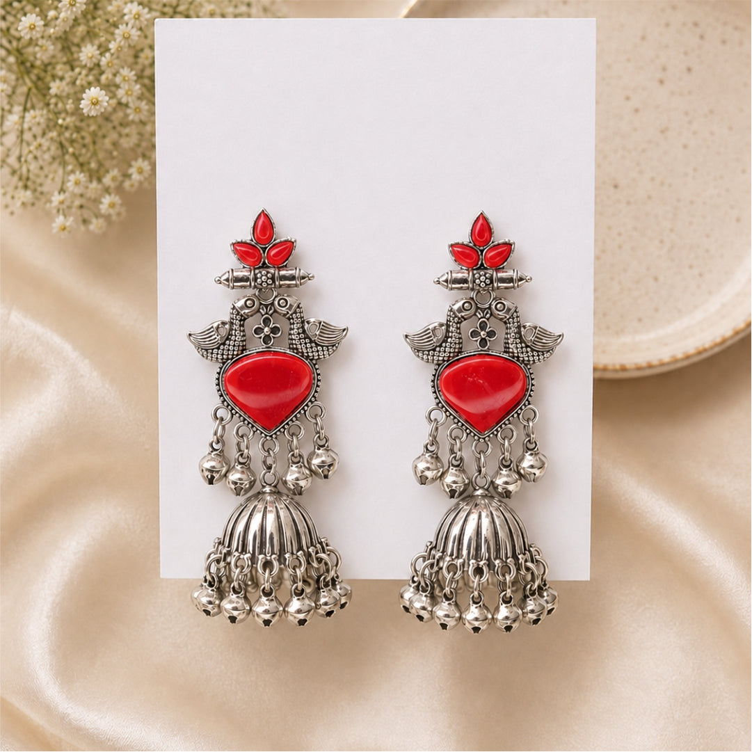 Amoura Lovebird Oxidised Jhumkas