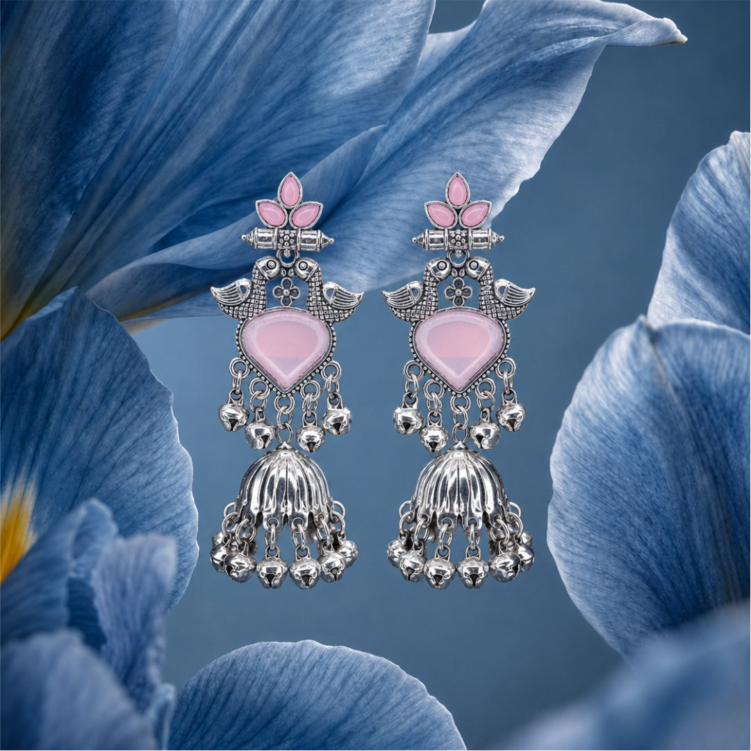 Amoura Lovebird Oxidised Jhumkas