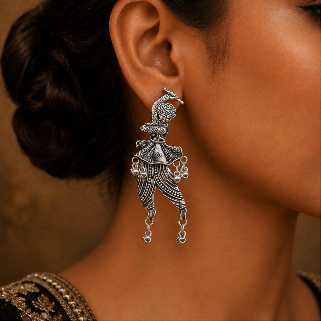 Garba Oxidised Couple Earrings
