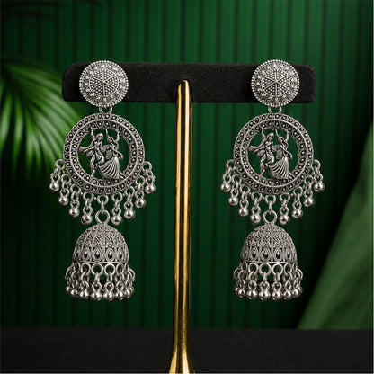 Radha Krishna Oxidised Jhumkas