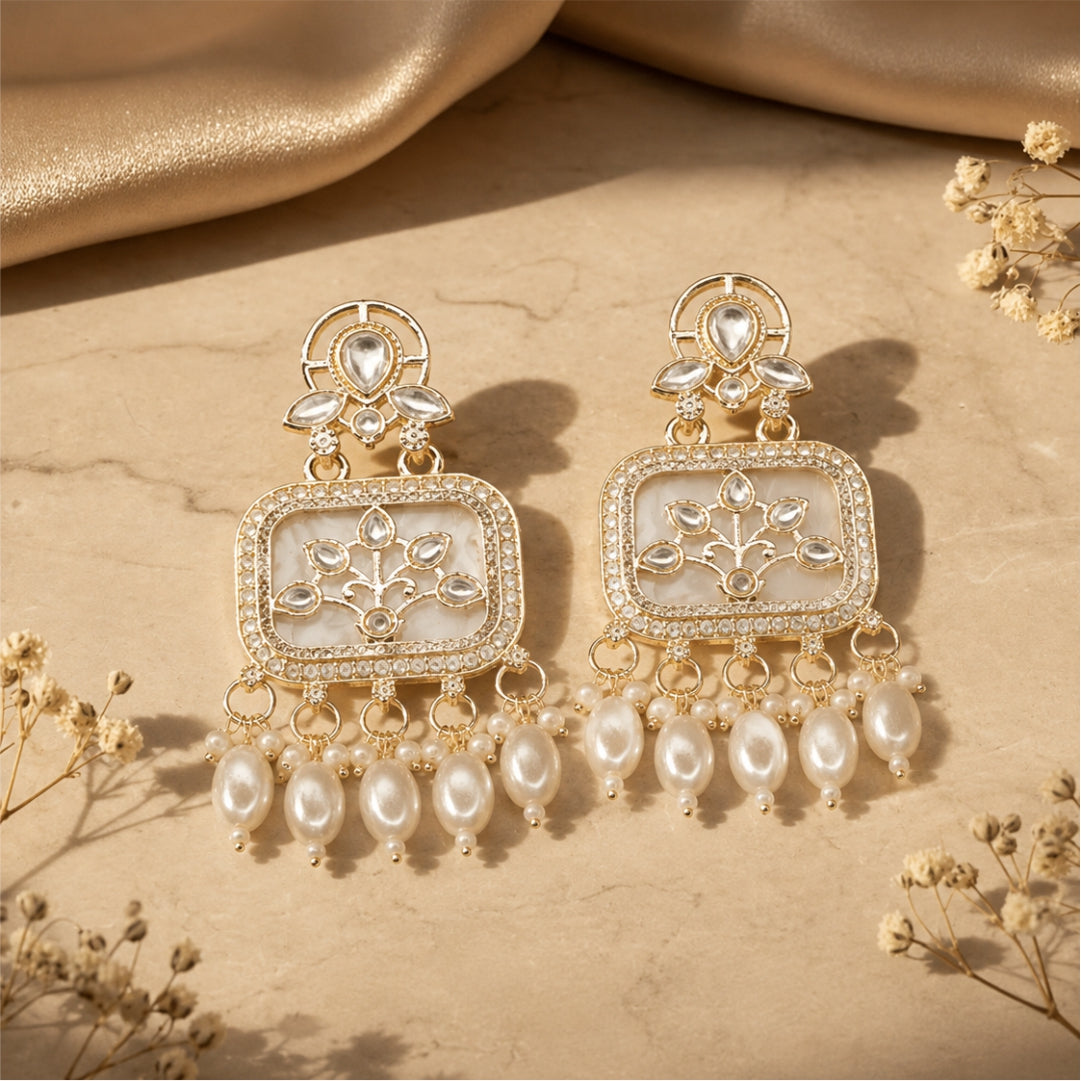 Elara Floral Pearl Earrings