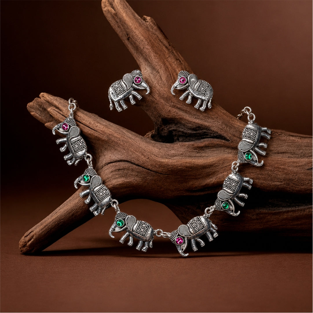 Alessia Aira Oxidised Necklace Set