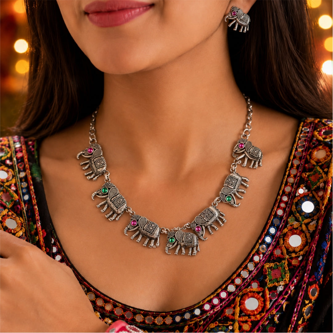Alessia Aira Oxidised Necklace Set