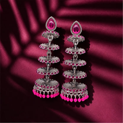 Zarika Tiered Oxidised Jhumkas