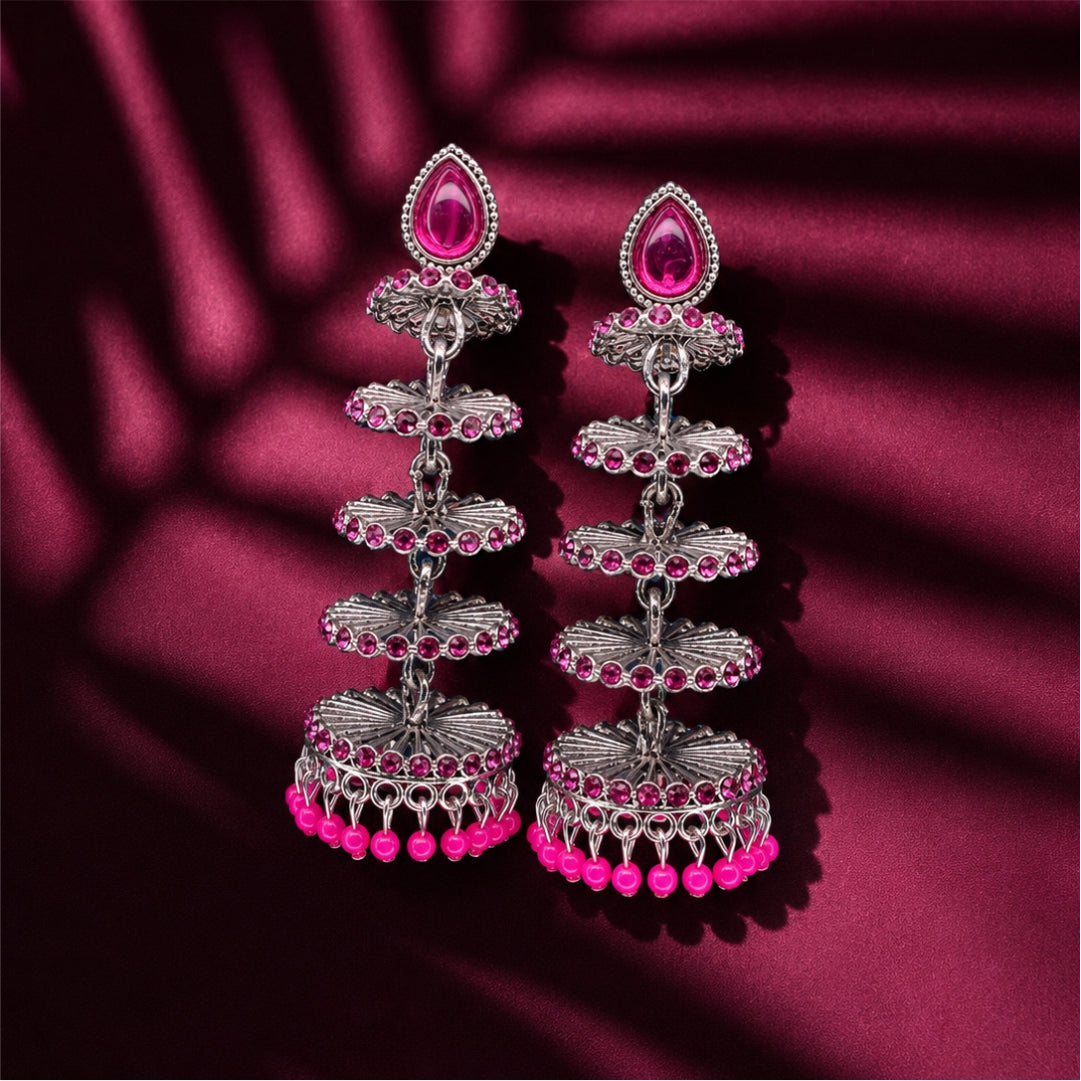 Zarika Tiered Oxidised Jhumkas