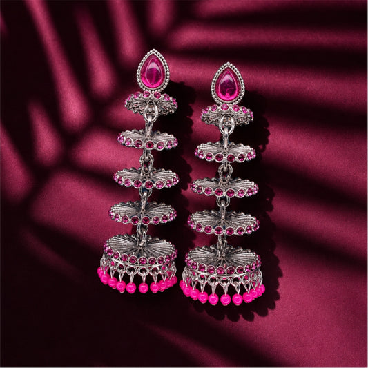 Zarika Tiered Oxidised Jhumkas