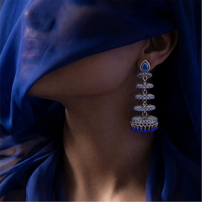Zarika Tiered Oxidised Jhumkas