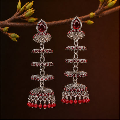 Zarika Tiered Oxidised Jhumkas