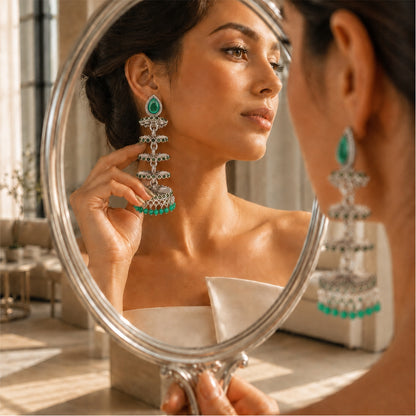 Zarika Tiered Oxidised Jhumkas