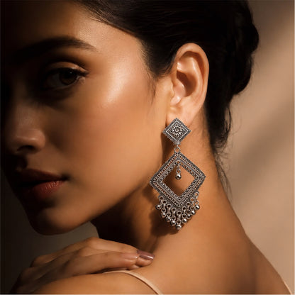 Ziva Geometric Oxidised Earrings