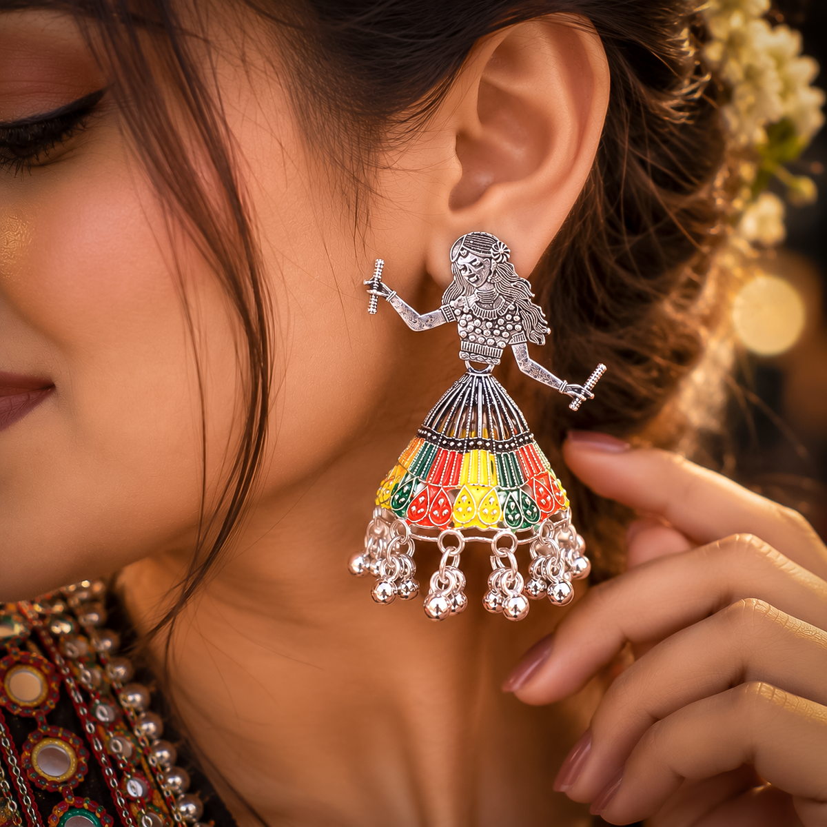 Viral Dandiya Doll with Frock Earrings